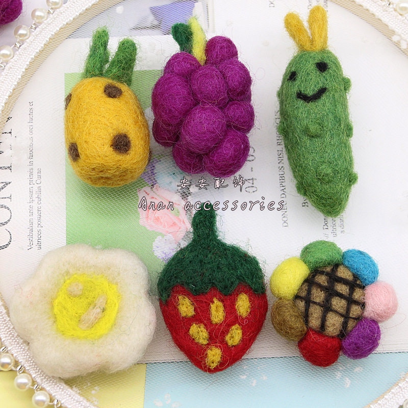 Wool felt finished children's fruit hair ring hair accessories accessories pendant handmade DIY brooch cartoon decoration materials - Taobao