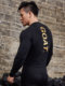 Black Letter Print Fitness Tights Men's Long-Sleeved High-Elastic Quick-Drying Training Clothes Base Layer Running Sports Tops Autumn and Winter