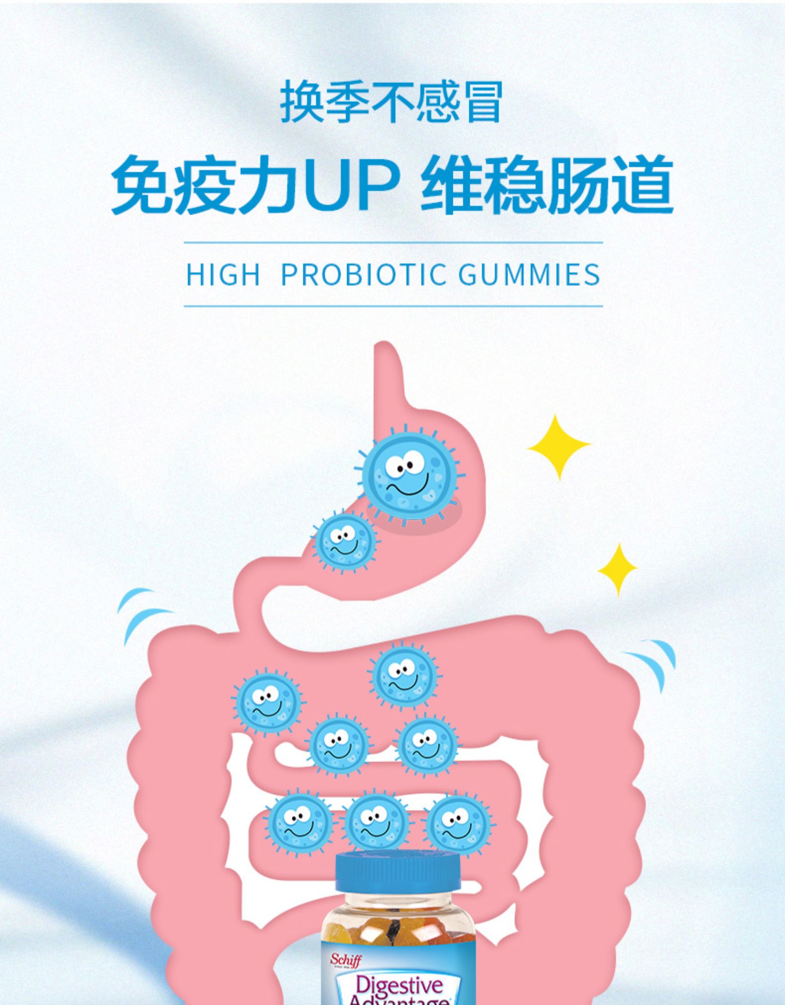 美国Schiff旗下DA 儿童益生菌软糖 80粒 促消化防胀气便秘 图3