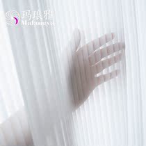 White gauze curtains 2021 New Japanese chiffon living room balcony bay windows vertical stripes Vertical Blinds custom