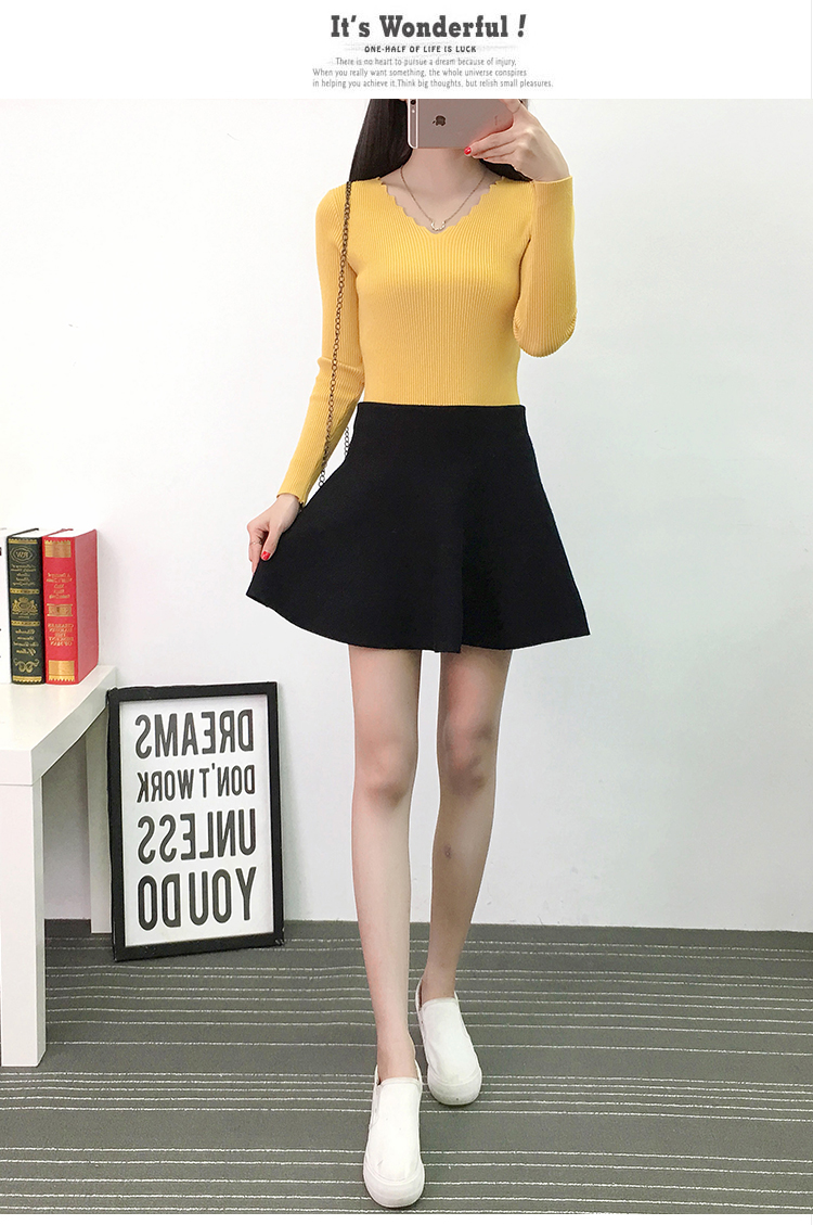 2017 mùa thu mới phong cách áo sơ mi dài tay áo len cổ chữ V áo len mùa thu áo sơ mi nữ áo cardigan len