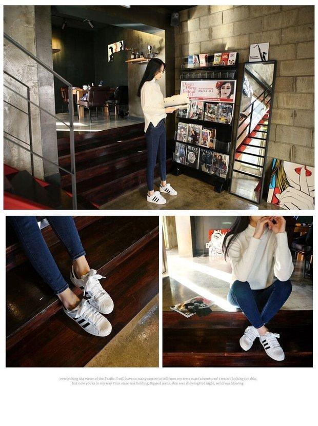Hàn Quốc ulzzang mới lỗ chín điểm quần jean nữ sinh viên phong cách Harajuku quần skinny mỏng quần bò nữ đẹp