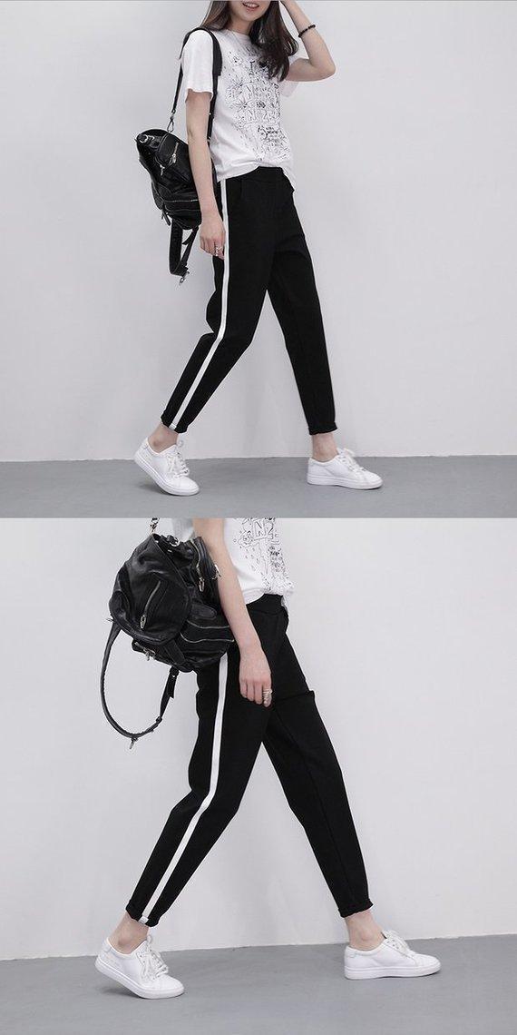 Fat mm quần thể thao giản dị thêm kích thước lớn của phụ nữ mùa xuân và mùa thu quần chất béo 200 pounds quần thun chân sinh viên quần áo sơ mi nữ form rộng