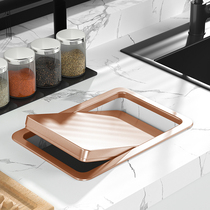 Square stainless steel kitchen countertop embedded trash cans lid single cover accessories cabinet wash handle cover for commercial use