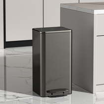 The trash bin kitchen dedicated large capacity household light luxury 2022 new living room toilet large stainless steel foot stepped