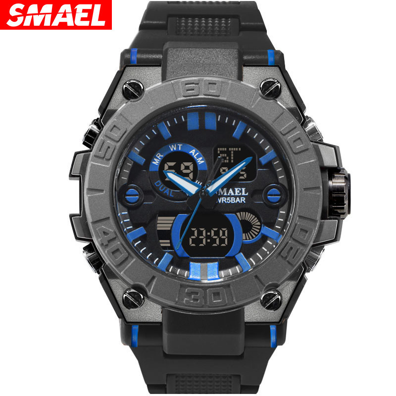 New shake-to-watch outdoor sports waterproof double-display luminous couple watches multifunctional men's cross-border trendy electronic watches