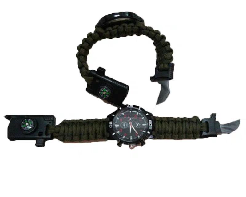 Wolf Warrior 2 Wu Jing with 7-core paracord braided knife bracelet watch outdoor compass rescue multi-function bracelet