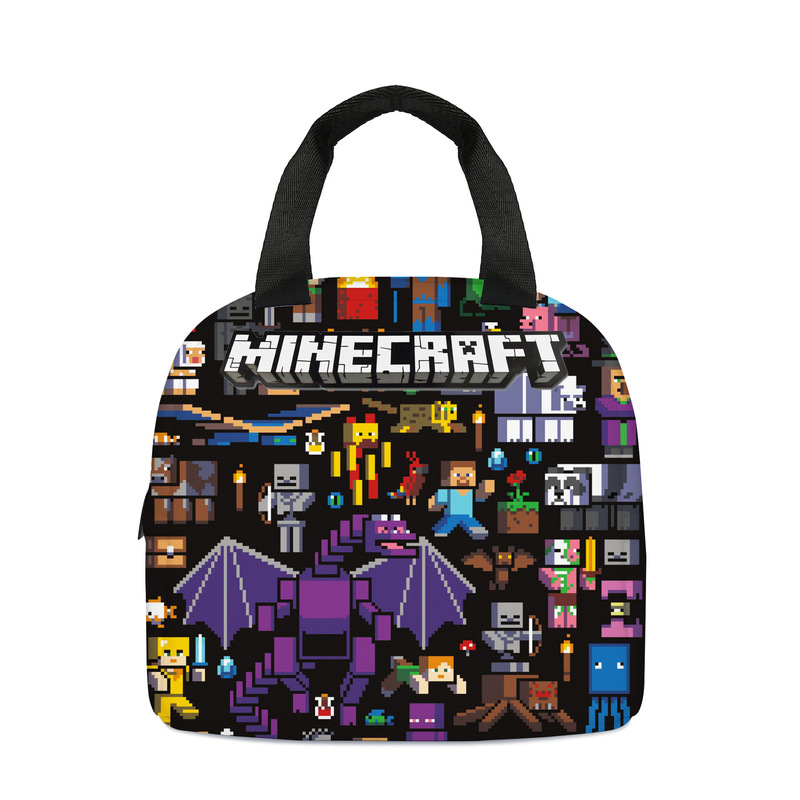 Minecraft Lunch Bag, My World Insulated Bag, Lunch Box Bag, Bento Bag, Lightweight Large-Capacity Tote Bag for Boys