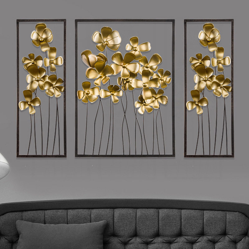 Creative home lilac wall hanging modern light luxury wrought iron metal wall decoration model room TV sofa background wall decoration