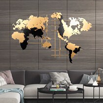 Chinese Light Lavish Metal World Map Wall Decoration Creative Iron Art Wall-mounted Home Soft Fitting Wall Decoration Living-room Wall Decoration