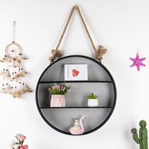Nordic Creative Round Iron Art Wall-mounted Brief Home Metal Wall Wall Decorated Wall Containing Shelf Partition
