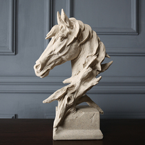 Nordic minimalist swing piece office home resin imitation bronze horse head horse to successful living room hotel adornment sculpture