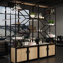 Industrial style entrance decoration partition shelf bookshelf with cabinet LOFT Wrought iron multi-layer lattice locker Floor