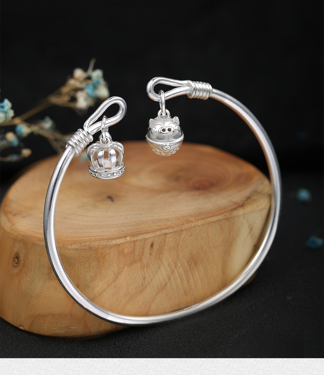 Chín nhạc thủ công tùy chỉnh 999 sterling bạc vòng chân nữ bạc chuỗi chân người lớn mở chân chân nhẫn bạc rắn vòng đeo chân