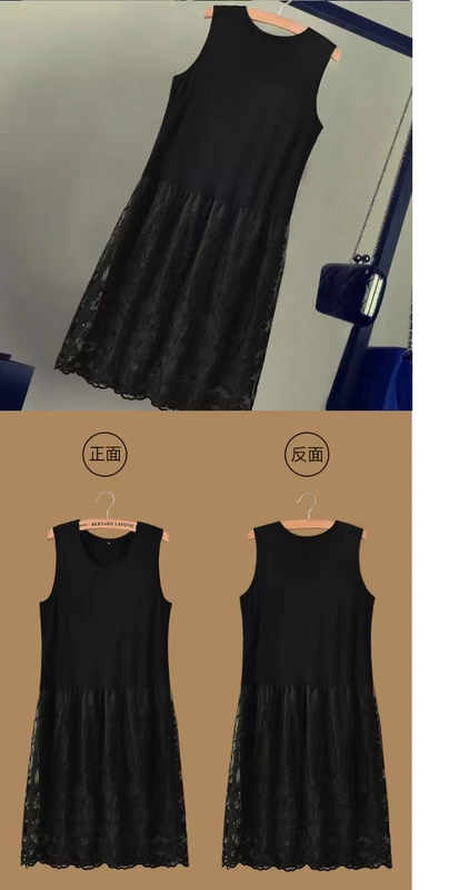 Phụ nữ có kích thước lớn, váy ren lỏng, váy có dây đeo phía dưới váy Modal có tay dài giữa bên trong với jumpsuit thiết kế thời trang nữ