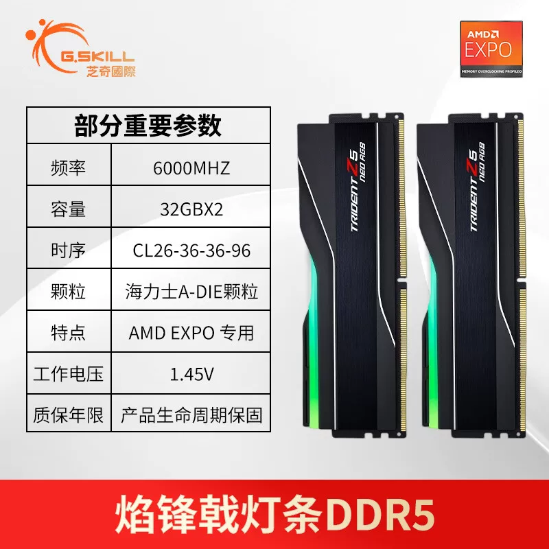 Zhiqi Yanfengji 6000 DDR5 32G 48G 64G 96G 128G 256G AMD-EXPO память