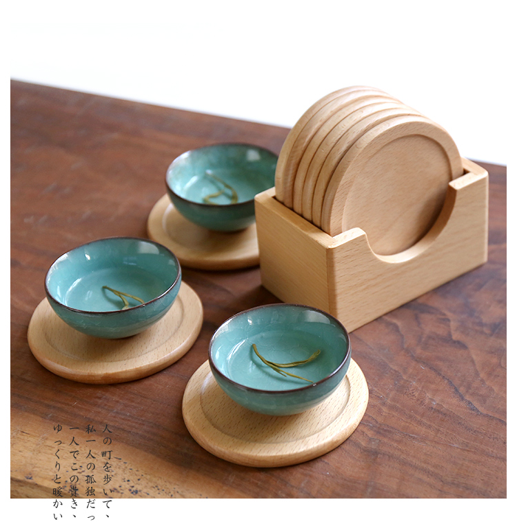 Sheri Elm Black Walnut Wood Cup Coaster Set Bar Cafe Tea Cup Cup Coffee Cup Mat - Tách bình giữ nhiệt cao cấp