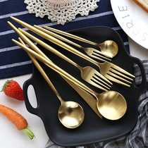 Sherry premium 18K gold plated stainless steel western set gift steak knife fork spoon Coffee spoon spoon