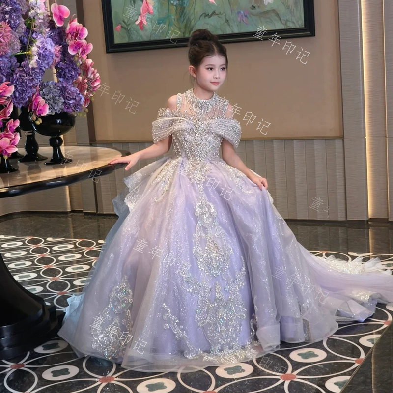 Girls' Purple High-End Luxury Tenth Birthday Princess Dress 2026 New Model Children's Stunning Host Runway Dress Girls' Purple High-End Luxury Tenth Birthday Princess Dress 2026 New Model Children's Stunning Host Runway Dress