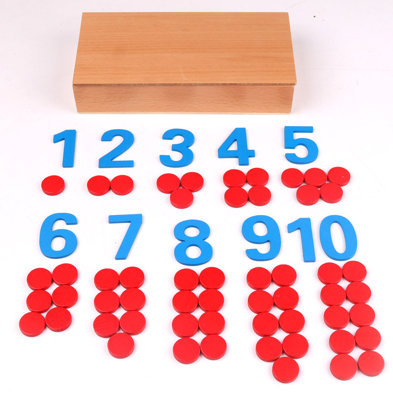 Montessori Math Teaching Aids Montessori Kindergarten Early Education Educational Toys Numbers and Chips and Corresponding Cards