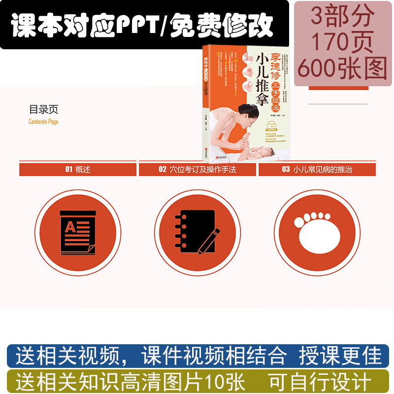 小儿推拿教学模型 小儿推拿学课本对应PPT课件李德修课本配套课件