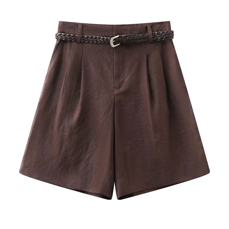 Mm Mall Same Style 2026 Summer New High-Waisted Slimming Wide-Leg Pants Casual Versatile Straight Shorts 2108