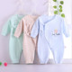 Baby pure cotton side-breasted jumpsuit, autumn and winter newborn jacquard crotch cover, baby belly protection crawling suit