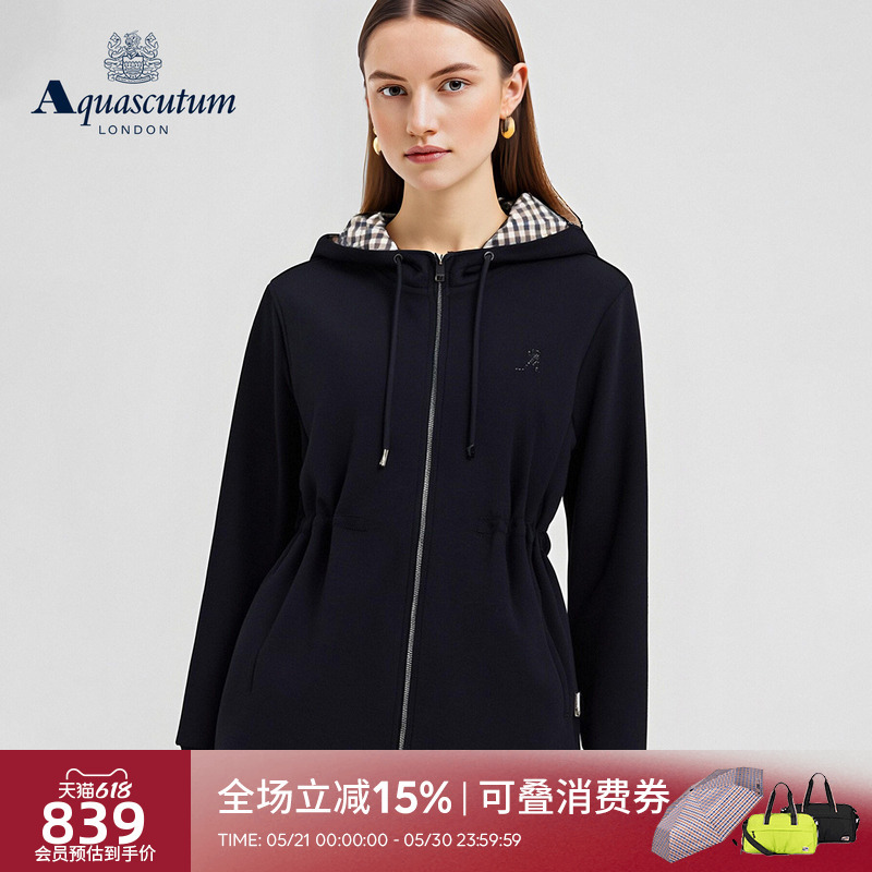 Aquascutum/Aquascutum's New Autumn and Winter Women's Fashion Simple Slim-Fit Cardigan Hooded Sweatshirt with a Stylish Look Aquascutum/Aquascutum's New Autumn and Winter Women's Fashion Simple Slim-Fit Cardigan Hooded Sweatshirt with a Stylish Look