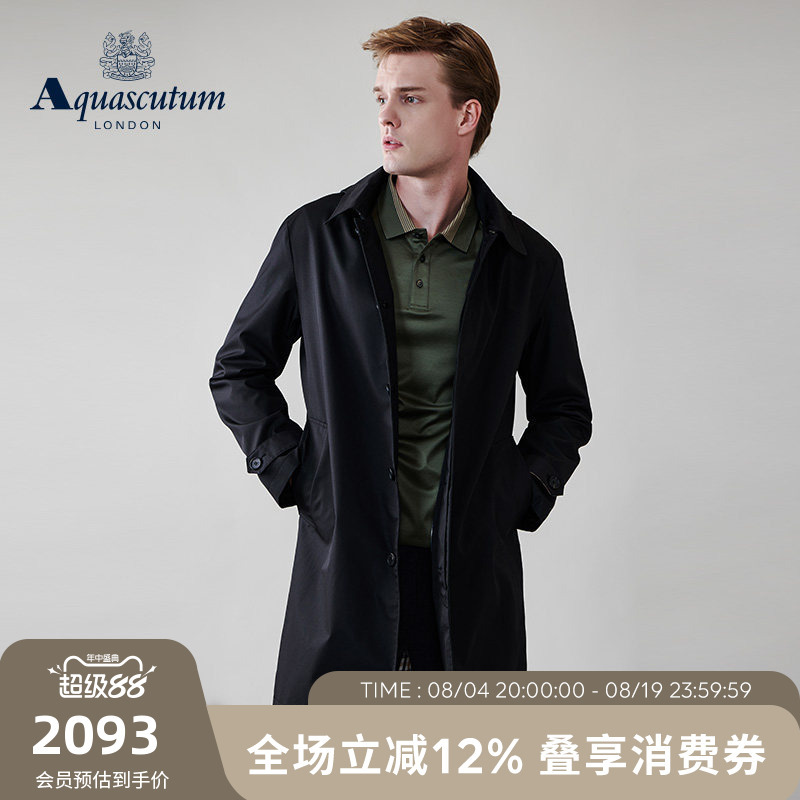 Aquascutum/Yageshidan Spring and Summer New Men's Black Mid-Length Trench Coat Q49I6Em011 Aquascutum/Yageshidan Spring and Summer New Men's Black Mid-Length Trench Coat Q49I6Em011