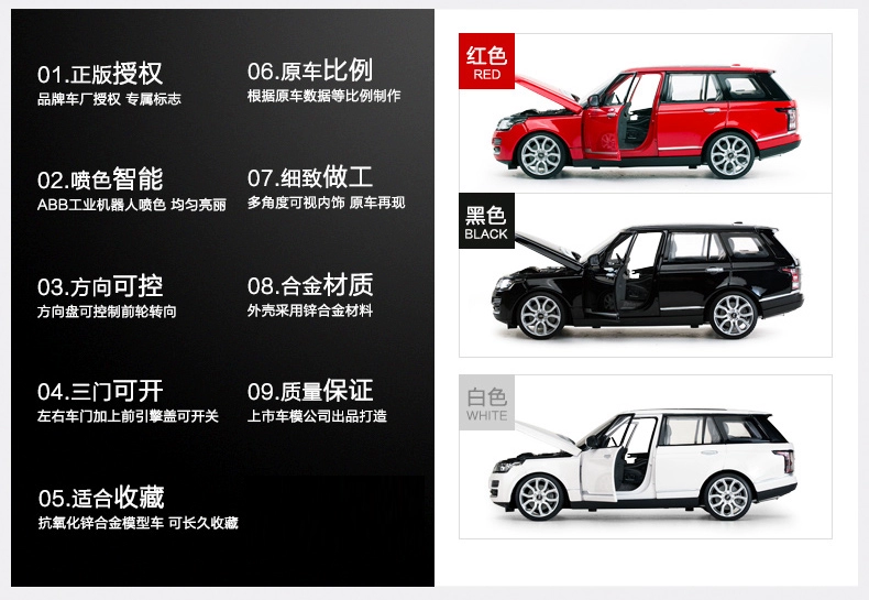 Xinghui Land Rover Range Rover xe hợp kim mô hình tĩnh 1:24 gốc ủy quyền mô phỏng xe thể thao xe đồ chơi