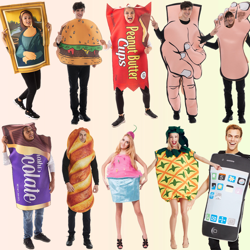 Halloween Cos Cockroach Eggplant Cake Burger Fries Creative Costume Adult Men and Women Annual Party Funny Role Play