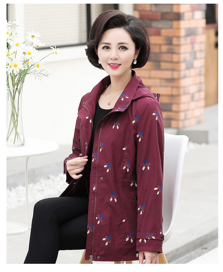 50-60 tuổi mẹ tải áo khoác mùa xuân và mùa thu áo khoác nữ trung niên mùa xuân áo gió kích thước lớn ngắn - Trench Coat áo khoác lông cừu nữ