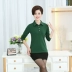 Các bà mẹ trung niên và già mặc áo thun mùa thu áo thun nữ trung niên mùa xuân và mùa thu áo thun cotton dài tay cỡ lớn váy đầm cho người 60 tuổi Quần áo của mẹ