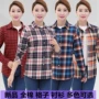 Áo sơ mi nữ trung niên 40-50-60 tuổi Áo sơ mi cotton dài tay cho mẹ trung niên tải áo mùa xuân và mùa thu cỡ lớn - Áo sơ mi dài tay các kiểu áo sơ mi sọc nữ đẹp