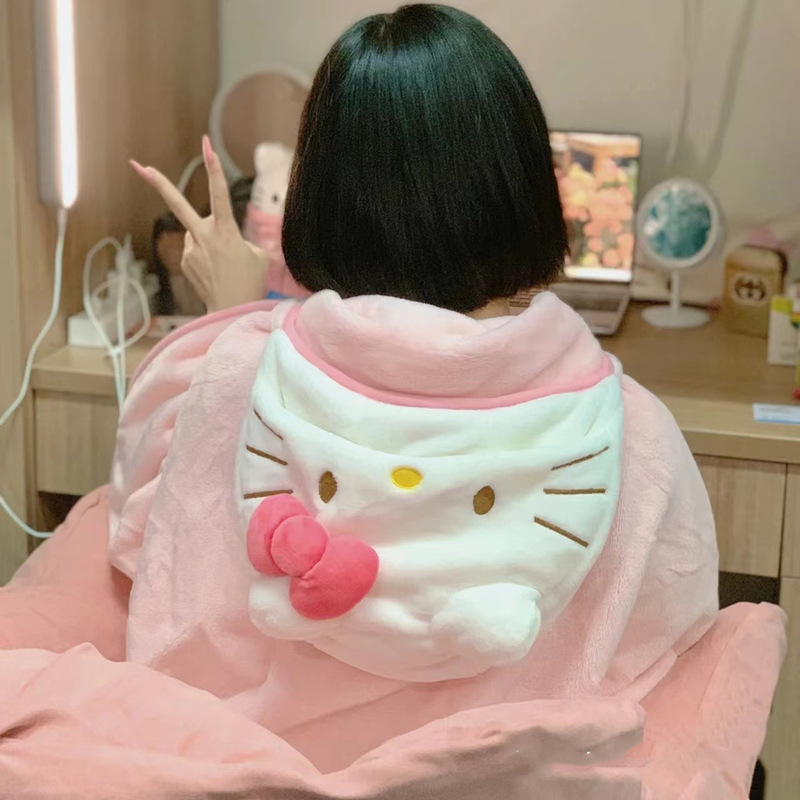 Paradise-Style Four-Season Kitty Pink Girly Hello Kitty Cape Cloak for Home and Dormitory Air Conditioning Blanket