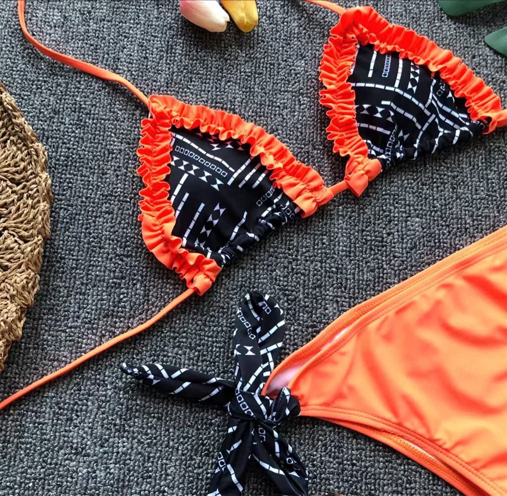 2018 mẫu mới bùng nổ AliExpress khâu xù chia bikini gợi cảm áo tắm thời trang BIKINI - Bikinis áo tắm đẹp 2021