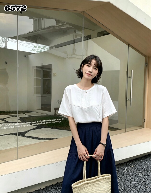 Muyu High-Quality Summer New Fashion Korean-Style Hollow-Out Lace Short-Sleeve Top with a High-End Feel, Youthful and Loose Fit Muyu High-Quality Summer New Fashion Korean-Style Hollow-Out Lace Short-Sleeve Top with a High-End Feel, Youthful and Loose Fit