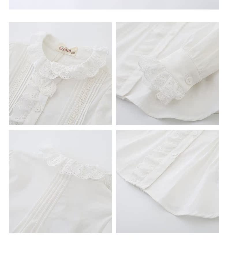 Cicie trẻ em xuân hè 2019 phong cách mới cotton trắng bé gái áo sơ mi bé gái - Áo sơ mi quần áo trẻ con