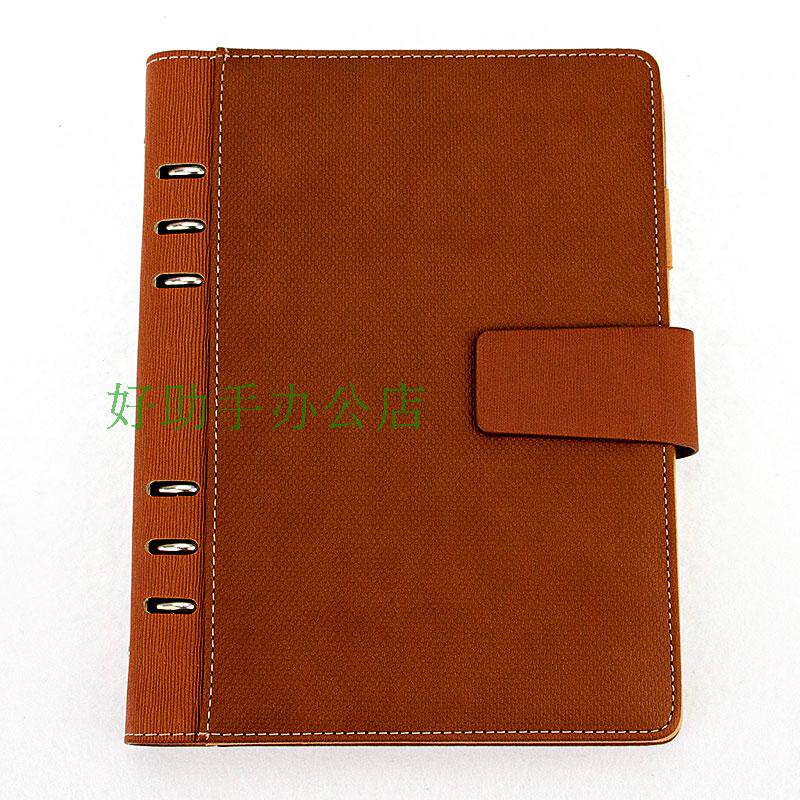 Shin's 12825 magnetic buckle leather face loose-leaf notebook 25K95 page 6 holes steel clamp 80g eye-protection rice yellow paper