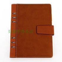 Shins 12825 magnetic buckle leather face loose-leaf notebook 25K95 page 6 holes steel clamp 80g eye-protection rice yellow paper