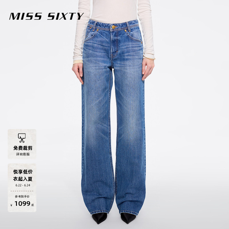 [Imported Denim Fabric] Miss Sixty 2026 Summer Jeans for Women, Straight-Leg Pants, Retro Casual