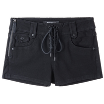 (Limited time new drop) Miss Sixty 2024 new summer denim shorts for women four-way elastic black pants lace-up