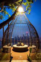 Wrought iron Park extra-large bird cage scenic area decoration props bird cage outdoor square large card seat bird cage