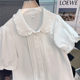 Doll collar white shirt female 2022 summer new design small short-sleeved shirt puff sleeve jk top trendy