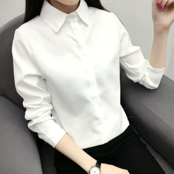 2022 spring and autumn new Korean version of the college style loose long-sleeved white shirt women's top students all-match bottoming shirt tide