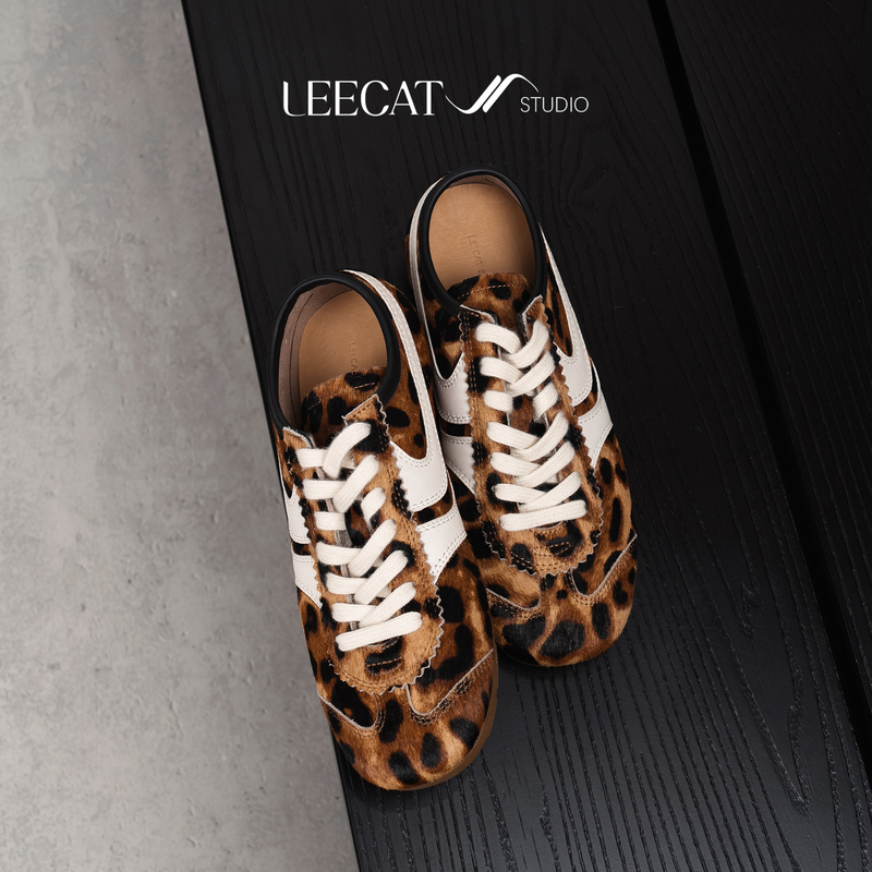 Wang Xiong, the Softness Has Been Fully Upgraded~ Women's 2026 New Versatile Leopard Print German Training Shoes with Hidden Height Increase, Thick-Soled Dvn Forrest Gump Shoes