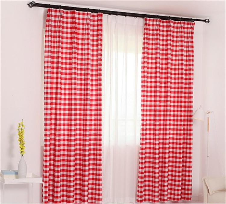 Black and White Plaid Modern Simple Chinese Curtain Fabric Bedroom Living Room Study Floor-To-Ceiling Window Bay Window Velcro Paste