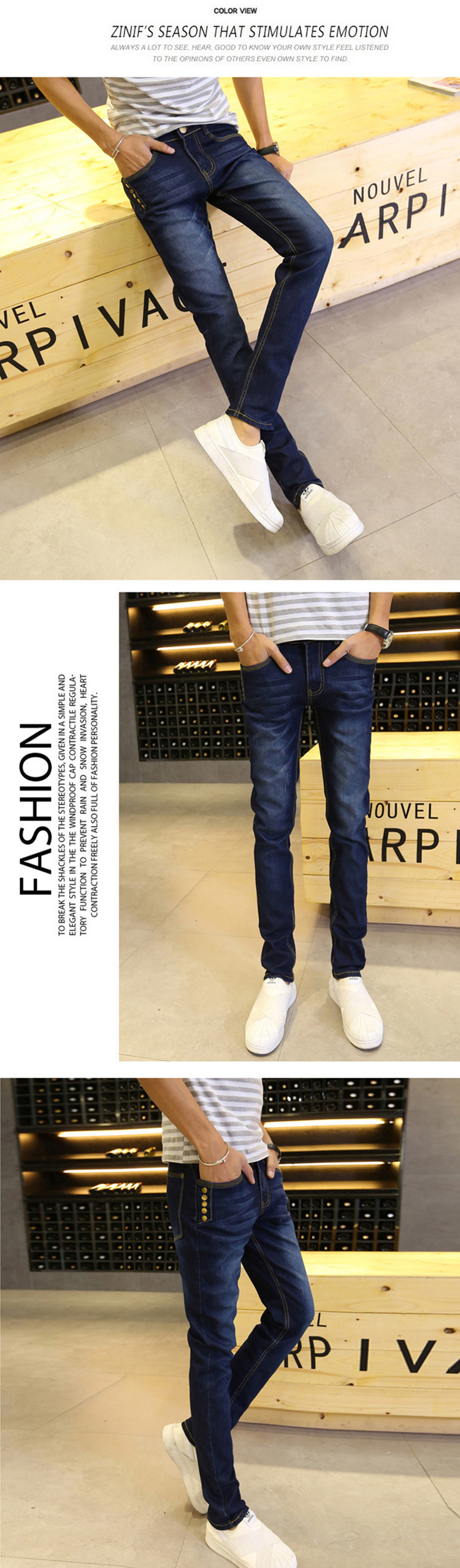 Jeans pour adolescent pieds Slim pour Quatre saisons - Ref 1466785 Image 16