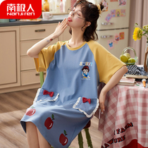 Sleeping Skirt Woman Summer Pure Cotton Short Sleeve Thin pyjamas 2022 New student Home Costume Women Spring Autumn Days Extras