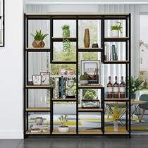 Iron Art Solid Wood Shelve Living Room Partition Floor Exhibition Shelf Flower Shelf Multilayer Xuan Guan Decorative Partition Display Bookshelf